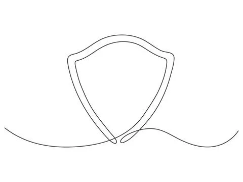 Shield continuous line art. Stock Illustration