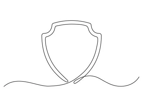 Shield continuous line art. Stock Illustration