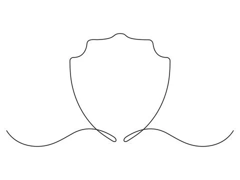 Shield continuous line art. Stock Illustration
