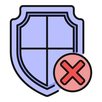 Shield with cross indicating security vulnerability or failure イラスト素材