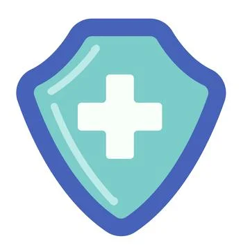 Shield with cross isolated o white. Healthcare protection illustration Stock Illustration