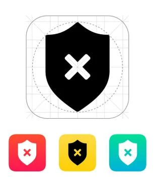 Shield with cross mark icon Stock Illustration