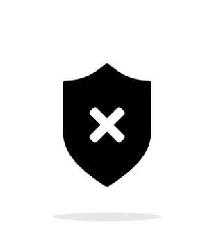 Shield with cross mark icon on white background. Иллюстрация