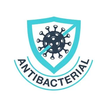 Shield with crossed virus bacteria inside Stock Illustration