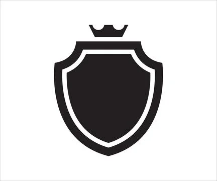 Shield with Crown Royal Crest Vector Icon Stock Illustration