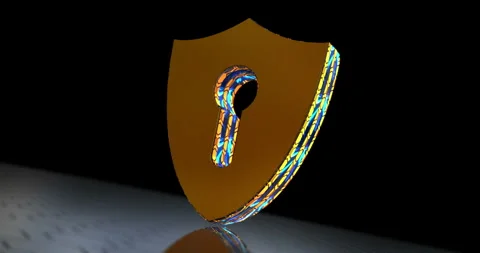 Shield cyber security 3d symbol spectacular Stock Footage 327451237