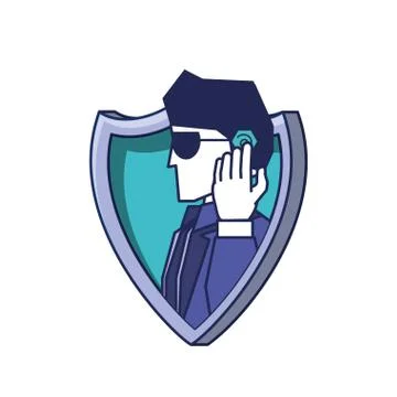 Shield with cyber security agent Illustrazione stock