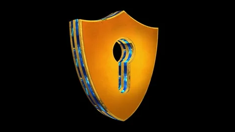 Shield cyber security isolated symbol 3d spectacular rotate loop animation Stock Footage 327451285