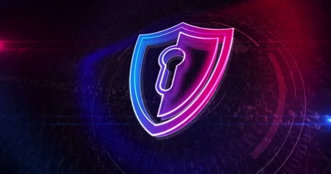 Shield cyber security symbol cyber sign looped Stock Footage 304294801