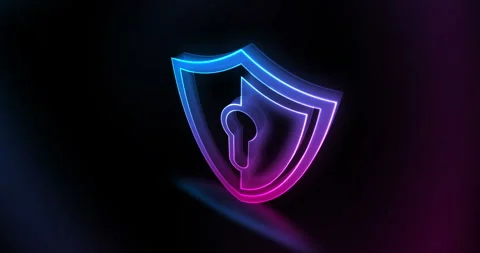 Shield cyber security symbol glass style Video stock 304294626