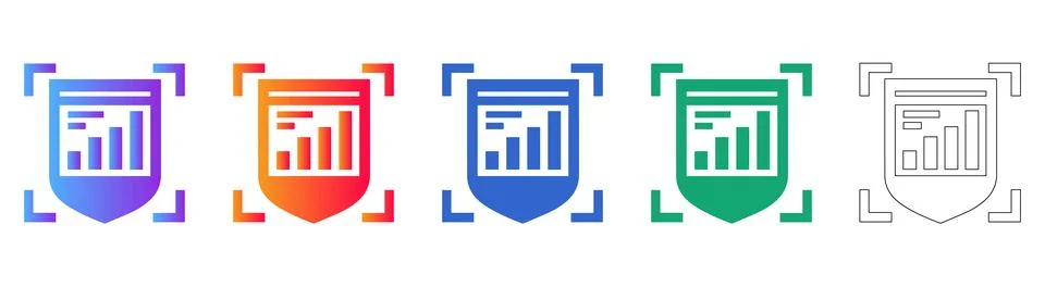 Shield Data Analysis Icon Set Stock Illustration