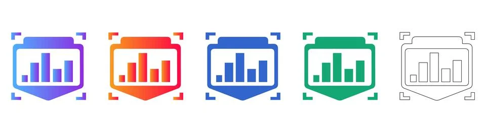 Shield Data Analytics Icon Set Stock Illustration