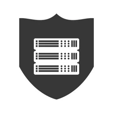 Shield data center security system protection icon. Vector graph Illustrazione stock