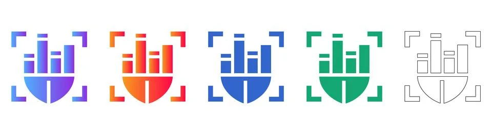 Shield Data Security Icon Set Stock Illustration