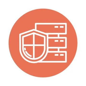 Shield with database, block and flat style icon Illustrazione stock
