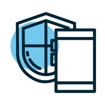 Shield with database, line style icon イラスト素材