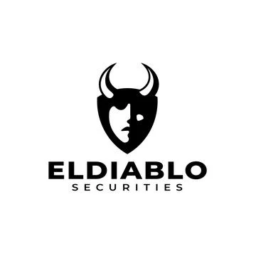 Shield Devil Black and White Logo Stock Illustration