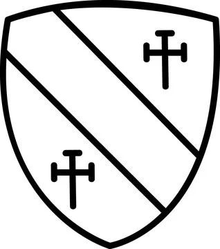 Shield with a diagonal stripe crosses Stock Illustration