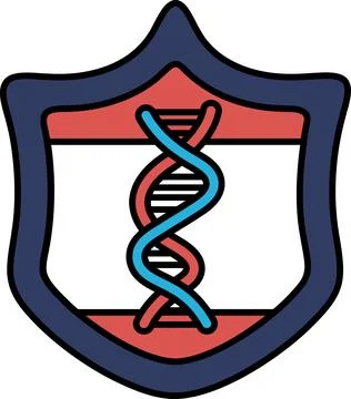 A shield with a DNA strand on it Illustrazione stock