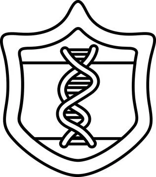 A shield with a DNA strand on it Stock Illustration