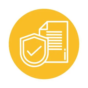 Shield with document, block and flat style icon Illustrazione stock