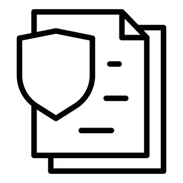 Shield document icon outline vector. Data security Stockillustratie