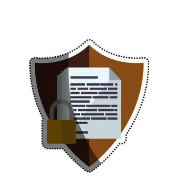 Shield documents security padlock Stock Illustration