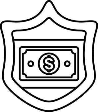 A shield with a dollar bill on it Stock Illustration