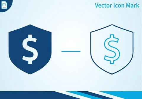 Shield dollar icon security protection finance safety. Stock Illustration