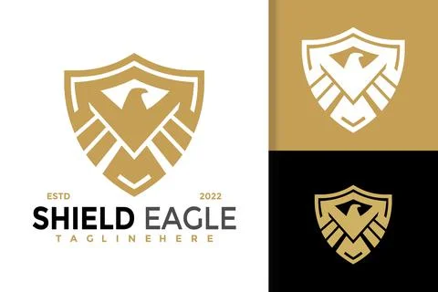 Shield Eagle Logo Design, brand identity logos vector, modern logo, Logo Desi Stock Illustration