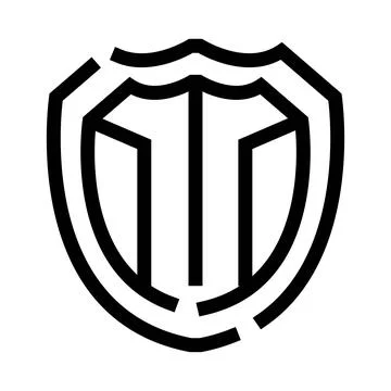 Shield emblem protecting a 3d letter t Stock Illustration