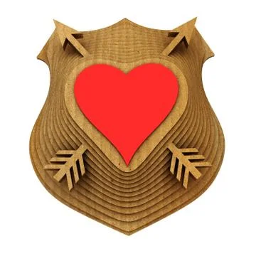The shield emblem is stylized to the heart. 3D illustration Stock Illustration