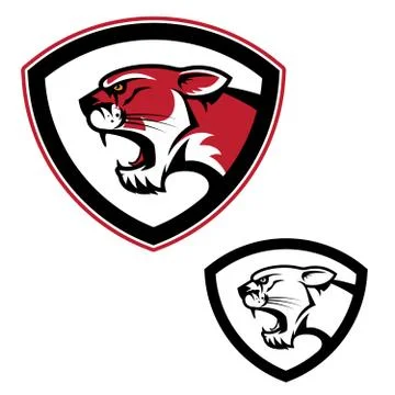 Shield emblem template with puma head Stock Illustration