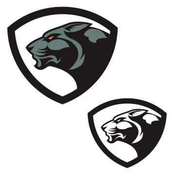 Shield emblem template with puma head Illustrazione stock