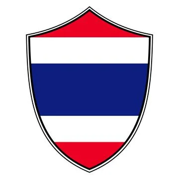 Shield emblem with Thailand flag horizontal stripes heraldic national symbol Stock Illustration