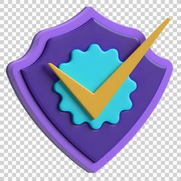 Shield Emblem with Tick Symbol 3D Icon Stock-Illustration