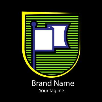 Shield Emblem with White Flag Symbol Stock Illustration