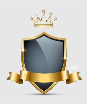 Shield with empty space, glass crown and ribbon Stock Illustration