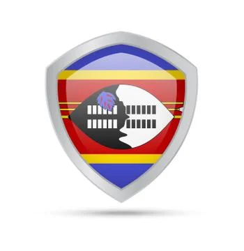 Shield with Eswatini flag on white background. Stock Illustration