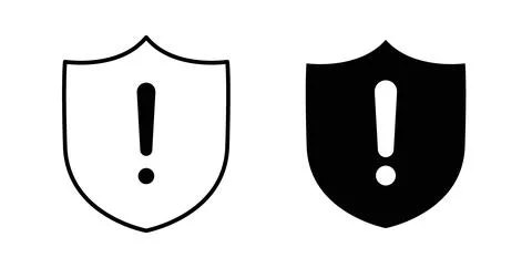 Shield exclamation icon symbol, outline icons Stock Illustration