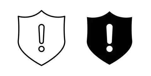 Shield exclamation icon symbol, outline icons Stock Illustration