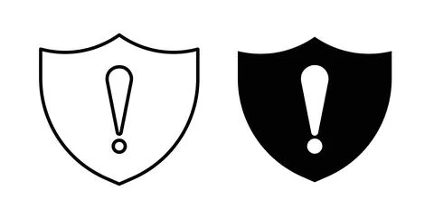 Shield exclamation icon symbol. Vector illustration pack in black color. Stock Illustration