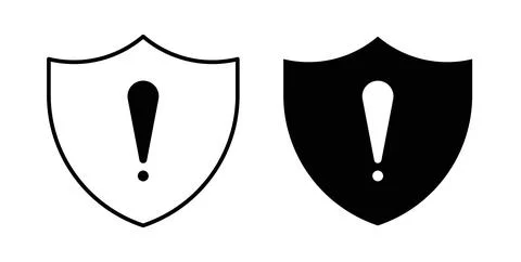 Shield exclamation icon symbol. Vector illustration pack in black color. Stock Illustration