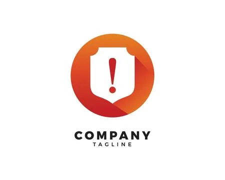 Shield with exclamation mark logo icon element design template vector, Prot.. 스톡 일러스트