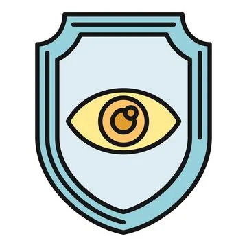 Shield with eye protecting data security icon Illustrazione stock
