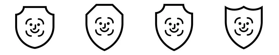 Shield face id line icon . Protection secure login vector sign. Stock Illustration