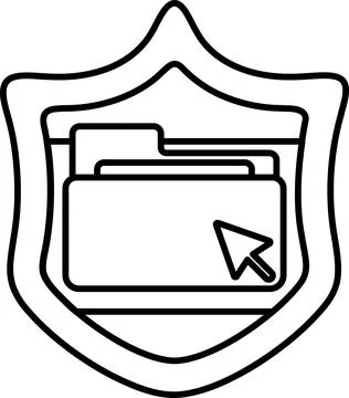 A shield with a file folder on it and a mouse cursor Stock Illustration