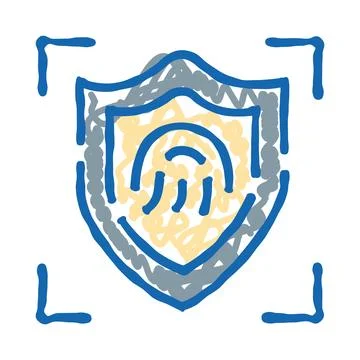 Shield with fingerprint scan for biometrics security Illustrazione stock