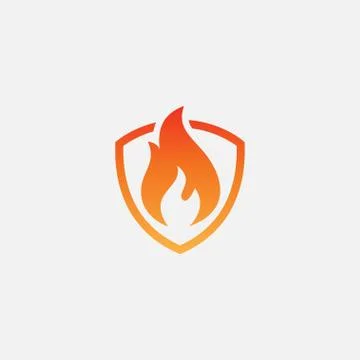 Shield Fire Logo Design Element, Vector fire shield icon illustration Stock Illustration