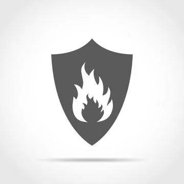 Shield with fire. Vector illustration. Stock Illustration
